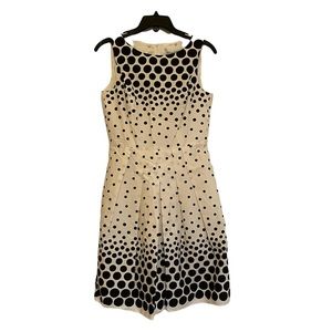 DONNA DEGNAN Black and White Sleeveless Polka Dot Dress